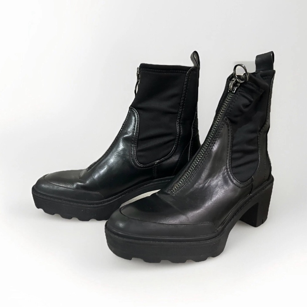 Zara Chunky soles Combat   Black Ankle Zipper Boots usa 6